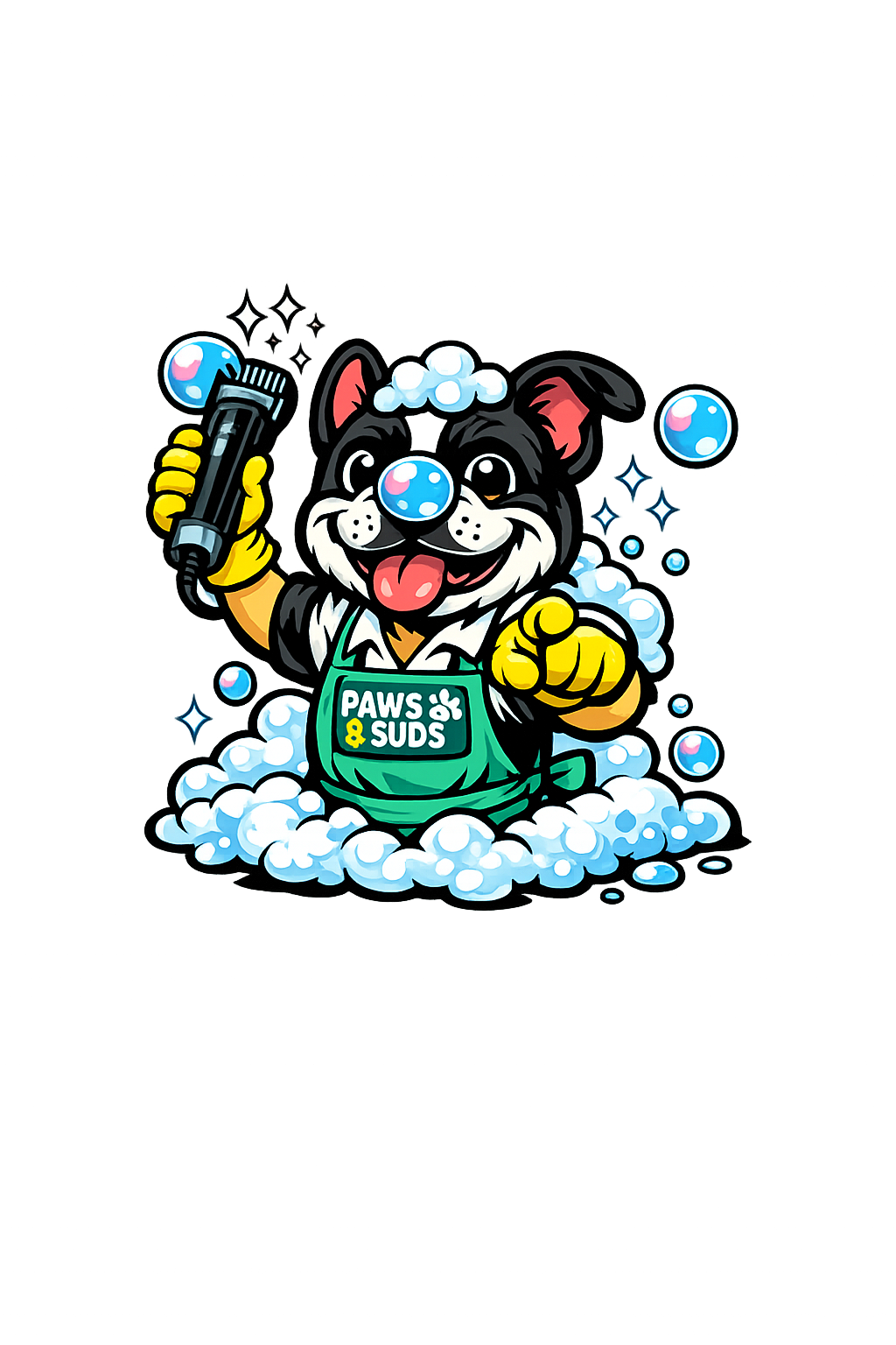Happy bulldog ready for a bath